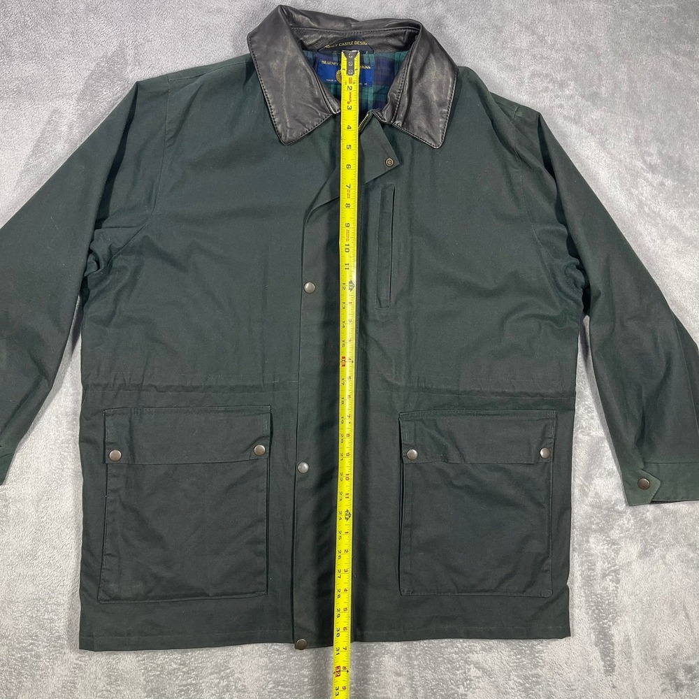 Blarney Castle Designs Ireland Field Jacket Mens M Green Leather Collar READ - Picture 4 of 8